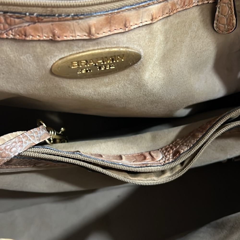 Sunday $85 - Brahmin RARE Tan Croc-Embossed/Brown Straps Women's Bag/Shoulder - Picture 12 of 14
